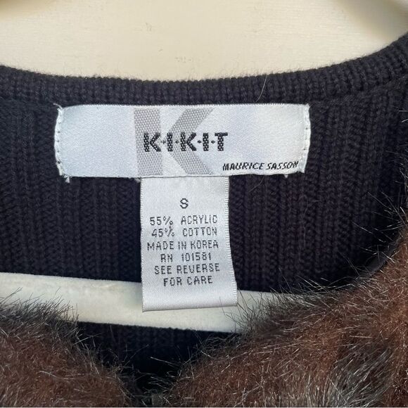 Vintage Faux Fur Knit Vest by Kikit Maurice Sasson Brown & Gray Striped Size S - Picture 4 of 8